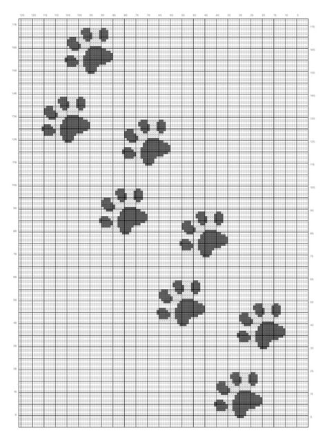 Paw Prints Cross Stitch, Crochet Print Pattern, Paw Print Crochet Blanket, Cross Stitch Animals Patterns, Crochet Dog Blanket, Crochet Paw Print, Paw Print Blanket, Bobble Stitch Crochet Blanket, Dog Knitting