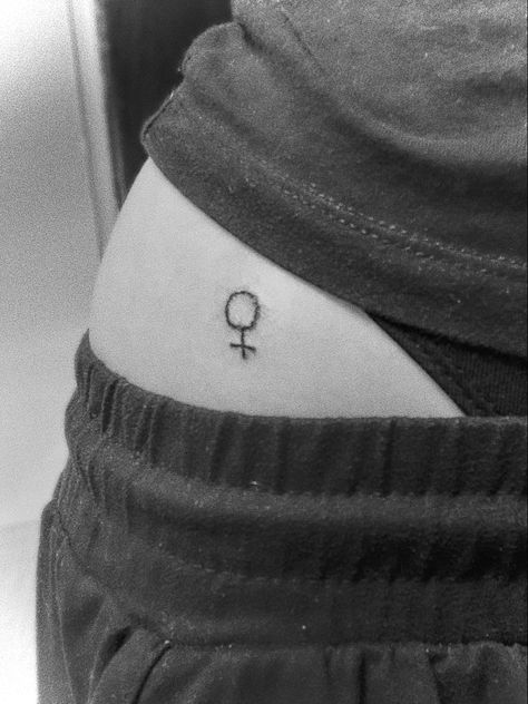 Powerful Small Tattoos, Atheism Tattoo, Small Feminist Tattoos, Feminism Tattoo, Tattoo On Hip, Simbols Tattoo, Feminist Tattoos, Venus Tattoo, Feminist Tattoo