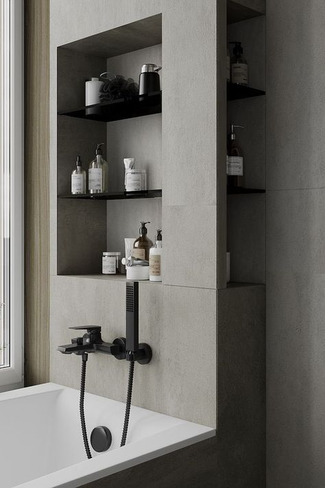 Bathroom Tile Design Ideas, Bathtub Shelf, Cafeteria Design, Tile Design Ideas, Bathroom Design Styles, Bathroom Shower Design, Washroom Design, Future Apartment Decor, Toilet Room