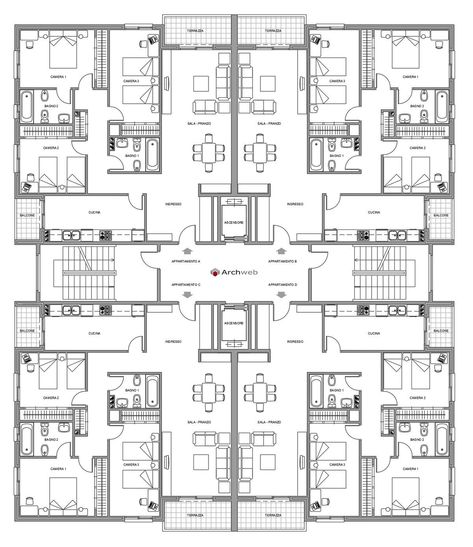 none Decoration Ideas Aesthetic, Residential Building Plan, Building Design Plan, Hotel Floor Plan, Plan Architecture, Residential Building Design, Courtyard House Plans, Luxurious Room, Building Plans House