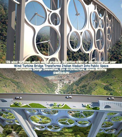 Italian Bridge will become a big source of renewable energy both Wind & Solar PV. Utopia Ideas, Sustainability Consulting, Energy Engineering, Solar Array, Energy Pictures, Green Building Design, Dome Homes, Eco Architecture, Airport Hotel