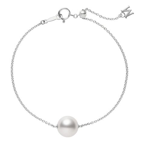 Mikimoto 18ct White Gold 10mm White South Sea Pearl Adjustable Chain Bracelet Mikimoto Jewelry, Mikimoto Pearls, White Gold Bracelet, Sea Pearl, South Seas, South Sea Pearls, Cultured Pearls, First World, Chain Bracelet