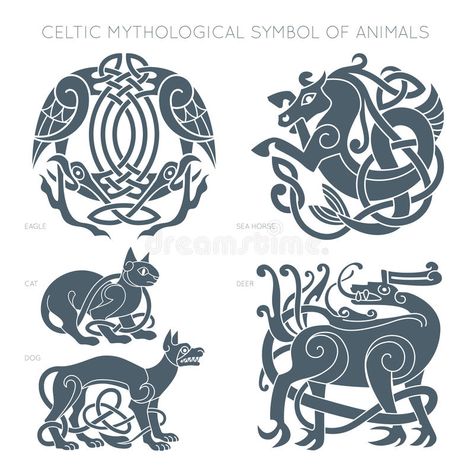 Ancient Celtic Mythological Symbol of Animals. Vector Illustrati Stock Vector - Illustration of animal, pagan: 92725532 Celtic Drawings, Animal Symbols, Celtic Images, Celtic Animals, Arte Viking, Norse Design, Celtic Artwork, Celtic Shield, Art Viking