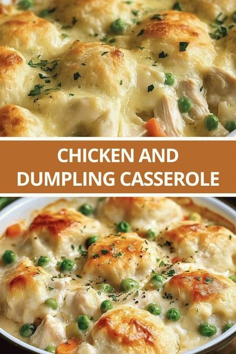 Chicken and Dumpling Casserole Chicken And Dumpling Casserole, Chicken And Dumplin Recipe, Dumplin Recipe, Chicken Dumpling Casserole, Dumpling Casserole, Fluffy Dumplings, Creamy Chicken Stew, Chicken Dumpling, French Chicken