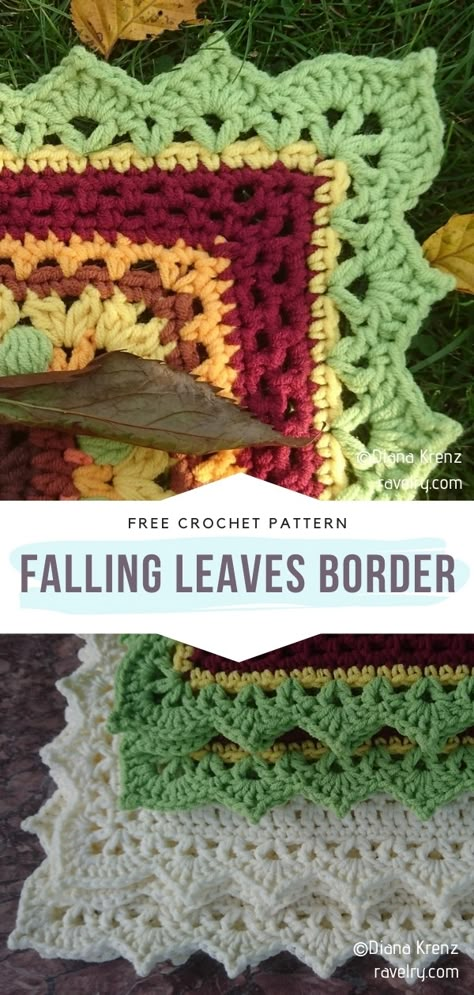 Stunning Crochet Blanket Edgings with Free Patterns Crochet Blanket Edging Free Pattern, Crochet Edging Patterns Free, Crochet Blanket Border, Leaves Border, Crochet Blanket Edging, Border Patterns, Crochet Border Patterns, Beau Crochet, Crochet Border