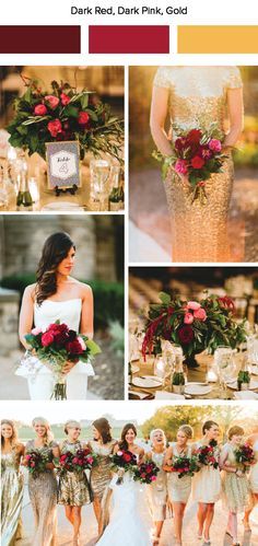 Dark red, pink, and gold wedding color palette Wedding Colors Red, Fall Wedding Color Palette, Gold Wedding Colors, Pink And Gold Wedding, Wedding Palette, Have Inspiration, Fall Wedding Colors, Wedding Color Palette, Wedding Color