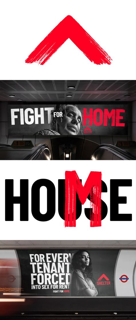 Superunion - A New Brand for Shelter, Created by Superunion, Inspired by the Spirit of Activism . Housing charity Shelter unveils a new campaign 'Fight For Home' to mark its mission to fight the devastating impact the housing emergency has on people and society in the UK, and show the unfiltered truth behind the national crisis. – #nonprofit #branddesign #wbds Charity Campaign Design, Non Profit Branding Design, Charity Advertising, Homeless Campaign, Typography Campaign, Community Campaign, Homeless Charity, Giving Campaign, Billboard Ads