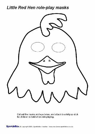 Little Red Hen Role-Play Masks - Black and White (SB2016) - SparkleBox Big Book Activities, Nursery Rhymes Preschool Crafts, Play Masks, Three Little Pigs Story, Printable Animal Masks, Duck Mask, Animal Masks For Kids, Masks Black, Puppets For Kids