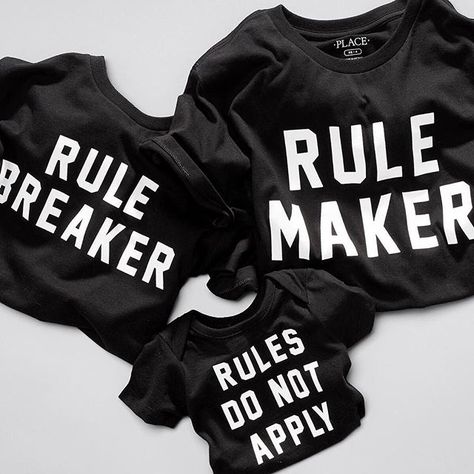 Matching family tees rule. 😜  #kidsrunthisPLACE Baby Boy Graphic Tees, Mom And Me Shirts, Family Graphic, Clothes Matching, Toddler Boy Tops, Rule Breaker, Sibling Shirts, Mommy And Me Shirt, Dad Fashion