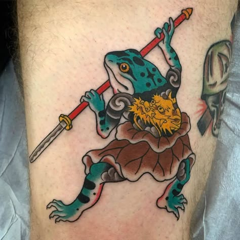 Samurai Frog Tattoo, Samurai Frog, Traditional Japanese Tattoo Flash, Japanese Frog, Tattoo Samples, Japanese Tattoo Symbols, Frog Tattoo, Japan Tattoo Design, Frog Tattoos