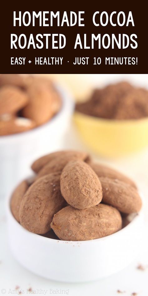 Cocoa Dusted Almonds Recipes, Cocoa Dusted Almonds, Smokehouse Almonds Recipe, Almonds Recipe Healthy, Flavored Almonds Recipe, Roasted Almonds Recipe, Healthy Cocoa, Homemade Cocoa, Healthy Snack Recipe