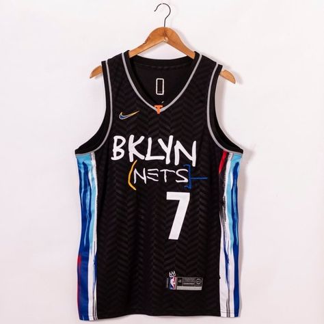 Brooklyn Nets Kevin Durant  City Edition jersey Michael Jordan Lebron James, Kevin Durant 7, Nba Nets, New Jersey Nets, Nba Shirts, Damian Lillard, Carmelo Anthony, Anthony Davis, Allen Iverson