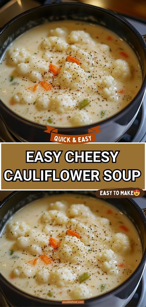 Cheesy cauliflower soup is a thick, cheese, and vegetable soup. Watch out, it can be addictive and become your favorite) If you like cauliflower-like I do, be sure to try this soup. Cauliflower Parmesan Soup Recipes, Creamy Califlour Soup, Easy Cauliflower Soup Recipes, Cauliflower Cheese Soup Recipes, Christmas Eve Cauliflower Soup, Cauliflower Sausage Soup, Crock Pot Cauliflower Soup, Califlower Recipes Sausage Soup, Coliflower Recipes Soup