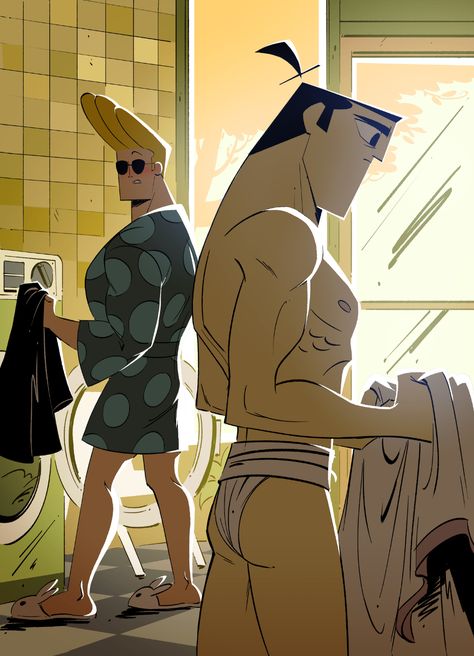 Samurai Bravo, Cartoon Network Fanart, Johnny Bravo, Samurai Jack, Queer Art, Cartoon Man, Laundry Day, Stop Talking, Gay Art