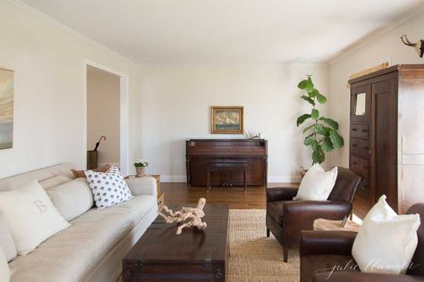 All the Details About Fiddle Leaf Fig Trees | Julie Blanner White Cozy Living Room, Family Room Remodel, Create A Cozy Home, Fig Trees, Julie Blanner, Minimalist Inspiration, Warm Home Decor, Minimal Living, Fiddle Leaf Fig Tree