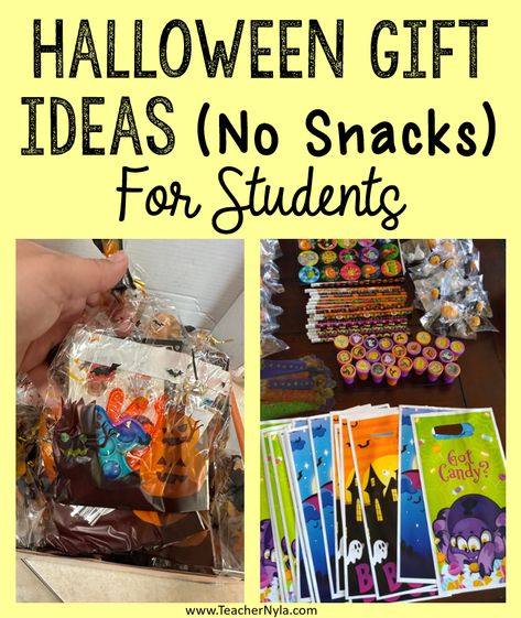 Non-candy Halloween gift ideas for students Teacher Halloween Gifts For Students, Halloween Gift From Teacher To Student, Halloween Gift Ideas For Students, Student Halloween Gifts From Teacher, Halloween Classroom Gifts, Halloween Gifts For Students, Classroom Gifts For Students, Gift Ideas For Students, Halloween Student