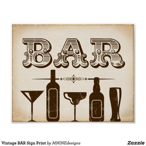 Vintage BAR Sign Print Great for use in planning & decorating Vintage Theme Weddings and Parties or as Home Decor. ❤ Affiliate ad link. Wedding invites - customize your weddings invitations / products. #invitations #invites #weddings Old Bar Signs Vintage, Painted Bar, Pun Meme, Vintage Wedding Gifts, Old Bar, Quote Diy, Rustic Gifts, Bar Logo, Natural Diy