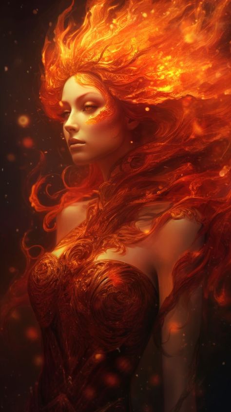 Goddess of Fire AI Generative Art Wallpaper Awesome, Goddess Of Fire, Android Backgrounds, Harley Quinn Tattoo, Fire Goddess, Greek Women, Elf Art, Dnd Dragons, Backgrounds Aesthetic