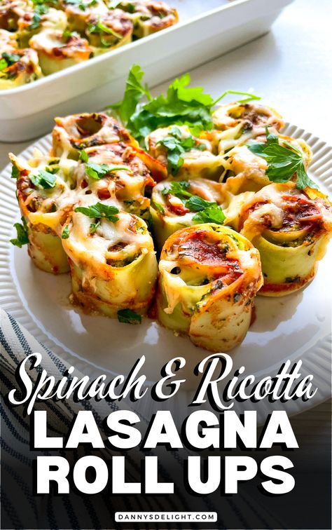 Lasagna has always been hailed as the ultimate comfort food: rich, cheesy, and always satisfying. But have you tried it in the form of lasagna roll-ups? Not only do they look elegant, but they also offer excellent portion control, meal-prep options, and are perfect for freezing. Whether you're sharing a comforting family dinner at home or serving as a main course while entertaining, lasagna roll-ups are sure to impress. So why not indulge in this delicious twist on a classic favorite? Ricotta Lasagna Roll Ups, Lasagna Roll Ups Easy No Ricotta, Rotolo Pasta Recipe, Mushroom Lasagna Roll Ups, Lasagna Rolls Ups, Spinach Roll Up Lasagna, Spinach Ricotta Lasagna Filling, Spinach Lasagna Roll Ups Recipe, Rolled Lasagna Spinach Ricotta