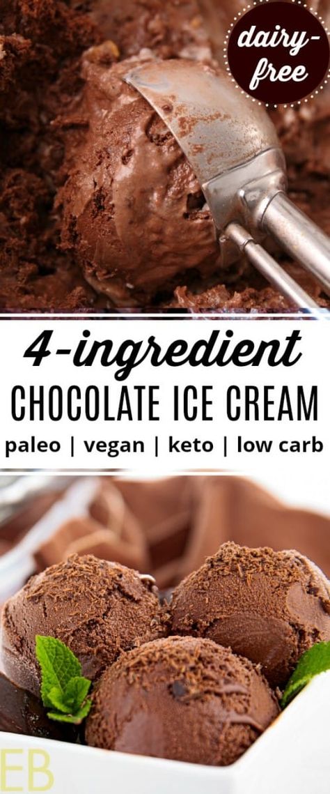 Ice Cream Keto, Vegan Chocolate Ice Cream, Paleo Ice Cream, Dark Chocolate Ice Cream, Eat Beautiful, Chocolate Ice Cream Recipe, Easy Ice Cream Recipe, Desserts Ideas, Low Carb Ice Cream