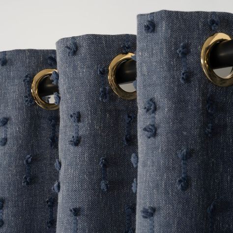 Linen Look Navy Blue Fluffy Curtains, Luxury Privacy Pom Pom Drapes for Living Room and Home Decoration, Custom Size Blackout Lining Options - Etsy Navy Curtains Living Room, Dark Blue Curtains, Boys Room Curtains, Curtains Luxury, Navy Curtains, Navy Blue Curtains, Drapes For Living Room, Bedroom Redo, Luxury Curtains