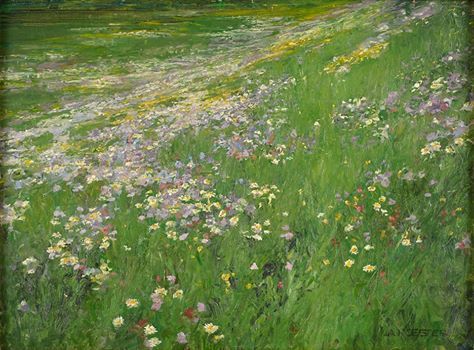 Alexander Koester - The Flowering Meadow Grass Painting, Modern Art Movements, George Sand, A4 Poster, Impressionist Art, Vintage Artwork, Flower Field, Art Movement, Claude Monet