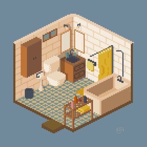 4. Bathrooms . #home #homedecor #isometric #pixel_ig #pixelart #illustration #interior Isometric Pixel Art Room, Pixel Art House Interior, Bathroom Concept Art, Pixel Isometric, Moodboard Website, Isometric Pixel Art, Isometric Pixel, Illustration Interior, Map Games