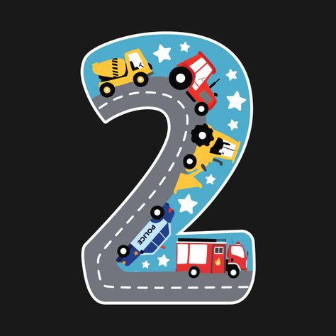 Number 2 Birthday Decoration, Number 2 Design 2nd Birthday, 2 Number Design, Birthday Cars Theme, 2nd Birthday Theme, Toddler Birthday Party Themes, 2nd Birthday Party For Boys, Transportation Birthday, Disney Cars Party