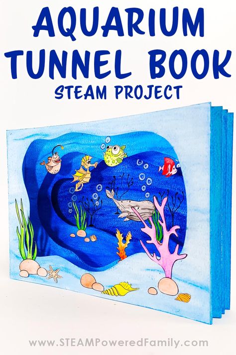 Tunnel Book Template, Tunnel Books How To Make A, Aquarium Art Projects For Kids, Easy Tunnel Book Ideas, Tunnel Book Tutorial How To Make, Tunnel Books Ideas, Tunnel Book Ideas, How To Make A Tunnel Book, Book Tunnel