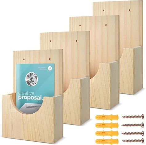 Amazon.com: 4 Pieces Brochure Holder Wall Mount Hanging Brochure Holder 4 x 6 Wood Pamphlet Holder Brochure Display Stand Wall Mounted Flyer Holder Magazine Display Pamphlet Holder Trifold Holder for Office : Office Products Brochure Display, Magazine Display, Brochure Holder, Creative Proposals, School Supply Store, Brochure Holders, Office Store, Drafting Table, Office Office