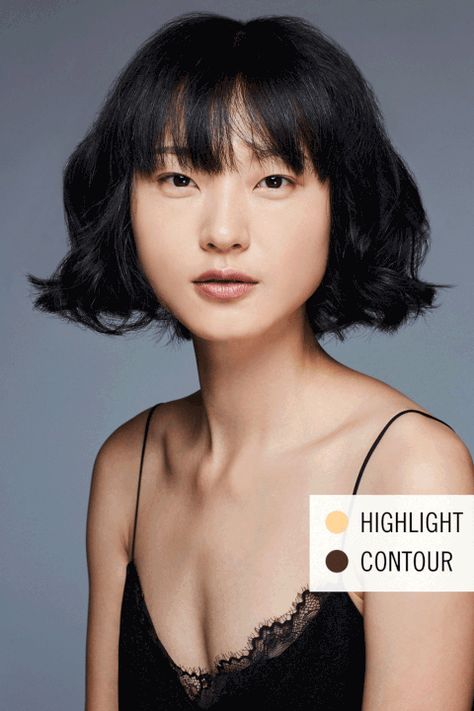 Face facts: A broad forehead and jaw that tapers into a narrow and more prominent chin characterizes the majority of heart-shaped faces, explains Oquendo.  Your bespoke beauty plan: Though our model has bangs (which saves you time!), for those without, it's best to start contouring at the center of the forehead near your hairline and wrap the deeper shade of pigment from the Infallible Pro Contour Palette down toward your temples to slim your silhouette. Next, soften the lower half of your f... Narrow Forehead, Broad Forehead, Beauty Plan, How To Contour, Contour Palette, Heart Face Shape, Face Shape, Makeup Skin Care, Skin Makeup