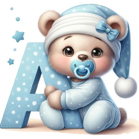 Premium PSD | A teddy bear with a blue hat and a white b Abecedario Baby Shower, Happy Easter Pictures, Baby Boy Decorations, Baby Polar Bears, Baby Barn, Letter Art Design, Bear Watercolor, Easy Cartoon Drawings, Birthday Cake Topper Printable