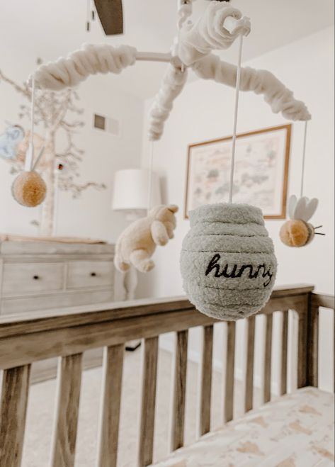 Simple Disney Nursery Ideas, Disney Twin Nursery, Neutral Pooh Bear Nursery, Winnie The Pooh Boho Nursery, Aesthetic Winnie The Pooh Nursery, Honey Bear Nursery, Antique Winnie The Pooh Nursery, Nursery Ideas Winnie The Pooh Gender Neutral, Whitney The Pooh Nursery