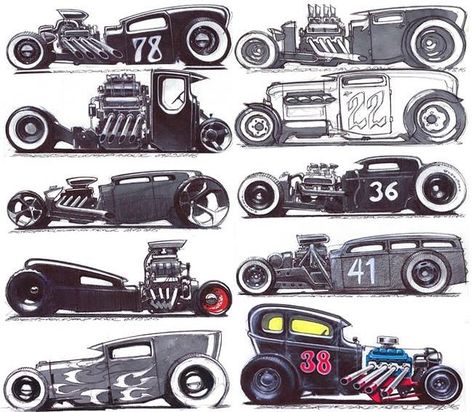 Ed Roth Art Custom Cars, Rat Rod Ideas, Ballpen Sketch, Wheel Drawing, Hot Rod Art, Vintage Car Art, Hotrod Art, Ed Roth Art, Cartoon Car Drawing