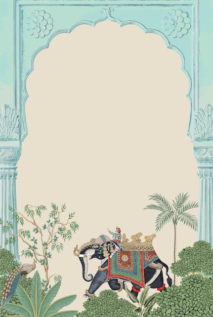 Traditional Background Indian Wallpaper, Indian Illustration Wallpaper, Traditional Card Design, Indian Wedding Wallpaper, Traditional Invitation Templates, Mughal Wedding Card, Traditional Wallpaper Indian, Wedding Illustration Background, Garden With Arch