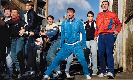 Nick Love's remake of The Firm features many primary-coloured tracksuits. Photograph: PR Football Hooliganism, The Firm, Track Suit, Arbor, Terrace, Football, Humour, American Football