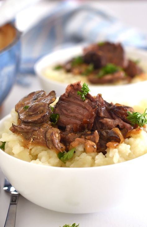 Short Rib Stroganoff, Tender Beef Short Ribs, Slow Cook Short Ribs, Beef Strips, Stroganoff Recipe, Creamy Mushroom Sauce, Short Rib, How To Cook Beef, Easy Comfort Food