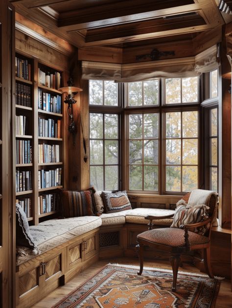 25 Rustic Home Library Designs for Cozy Reading Cottage Study Room, Cottagecore Home Library, Log Cabin Library, Library Nook Ideas, Rustic Home Library, Library Ideas For Home, Classical Home Design, Hygge Library, Classic Home Library Design