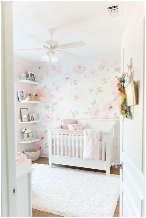 Baby Girl Floral Nursery, In Home Lifestyle Session, Girl Nursery Pink, Newborn Room, Baby Nursery Inspiration, Baby Room Organization