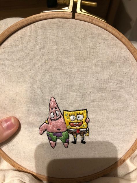 Spongebob Embroidery Pattern, Sponge Bob Embroidery, Embroidery Spongebob, Spongebob Embroidery, Spongebob Clothes, Patrick And Spongebob, Spongebob Patrick, Blouse Design Images, Patrick Star