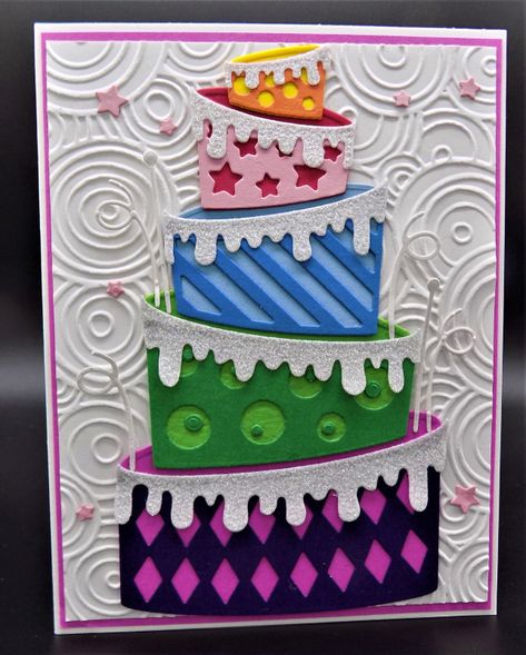 Spellbinders Topsy Turvy Cake Cards, Birthday Cake Card Diy, Pop Up Birthday Cake Card, Birthday Cake Cards, Christmas Hallway, Cricut Birthday Cards, 5 Cake, Men's Birthday, Happy Birthday Cards Handmade