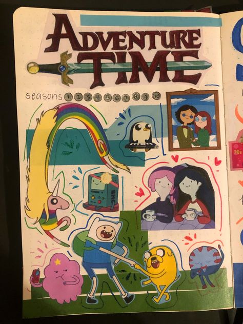 Adventure Time in my film and tv show journal Tv Astethic, Adventure Time Scrapbook, Adventure Time Sketchbook, Adventure Time Collage, Tv Show Journal, Film Notebook, Adventure Time Base, Adventure Time Cookbook, Adventure Time Map Of Ooo