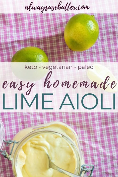 This Lime Aioli is super easy to make and so refreshing with a good dose of lime juice & zest. Done in just 5 minutes it's the perfect pairing for any type of seafood dish (clams! barbecued shrimp! calamari! fish tacos!) and a must-have side for paella. Dairy free, gluten free and vegetarian! Follow my step-by-step photos and video to learn how to make aioli at home - a process you can use to make any type of mayonnaise or mayonnaise based sauce. With tips for other seasonings to try! Dairy Free Sauce, Easy Tapas, Meze Recipes, Lime Aioli, Homemade Aioli, Dairy Free Sauces, Easy Dip, Homemade Salsa Recipe, Aioli Recipe