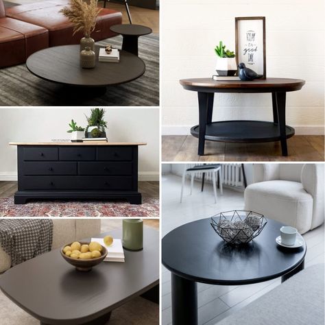 Black Painted Coffee Table Ideas Black Coffee Table Diy, Painted Coffee Table Ideas, Best Paint For Wood, Grey Bedroom Paint, Painted Coffee Table, Best Paint Sprayer, Black Painted Furniture, Coffee Table Ideas, Sophisticated Furniture