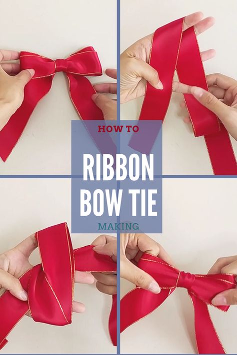 How to make ribbon bow tie for present wrapping How To Male A Bow With Ribbon For A Gift, Folding A Bow With Ribbon, How To Make A Flat Bow With Ribbon, How To Tie Present Bow, How To Tie Pretty Bow, How To Make A Bow With Non Wired Ribbon, Now Tying With Ribbon, How To Bows With Ribbon, How To Tie Wire Ribbon Bow