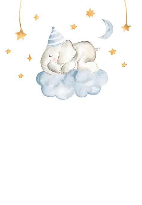 Sleeping Elephant, Baby Shower Greetings, Baby Boy Invitations, Baby Shower Background, Idee Babyshower, Boy Baby Shower Ideas, Baby Boy Cards, Greetings Island, Baby Elefant