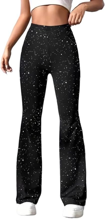 LifeShe Women's Metallic Sparkly Elastic Waist Flare Leg Pants Bell Bottom Disco Trousers at Amazon Women’s Clothing store Bell Bottom Leggings, Taylor Swift Tour Outfits, Swift Tour, Pants Y2k, Tour Outfits, Sequin Pants, Concert Outfits, Legging Pants, Disco Outfit