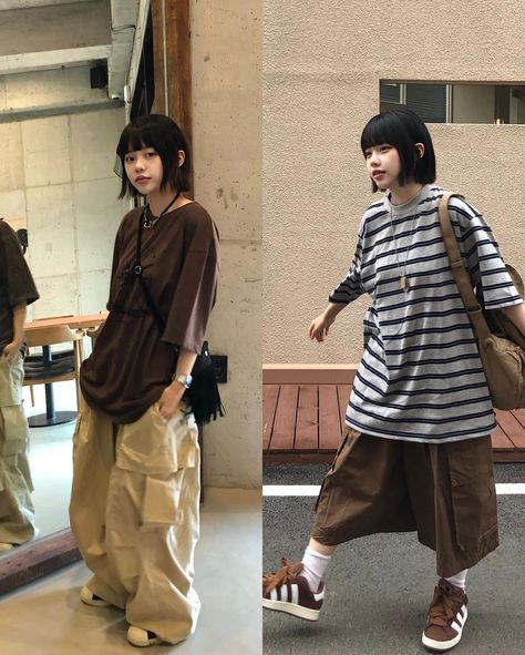 Japanese Indie Fashion, Japanese Style Streetwear, Japanese Tomboy Fashion, Japanese Baggy Fashion, Old Japanese Fashion, Japanese Aesthetic Clothes, Japanese Clothing Style, Baggy Clothes Aesthetic, Lazy Outfit