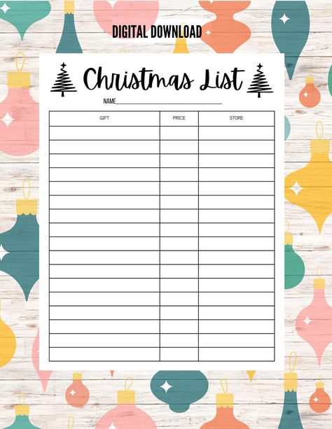 My Christmas Wishlist Printable, Christmas List For Kids, Christmas Wishlist Printable, Christmas Gift List Printable, Teen Christmas Wishlist, Christmas Present List, Christmas List Printable, Christmas Wish List Template, Preppy Christmas List