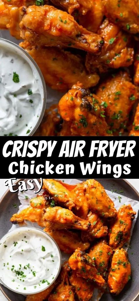 Honey Buffalo Sauce, Wings In The Air Fryer, Crispy Air Fryer Chicken Wings, Wing Sauces, Crispy Air Fryer Chicken, Buffalo Wing, Crispy Chicken Wings, Air Fryer Chicken Wings, Buffalo Chicken Wings